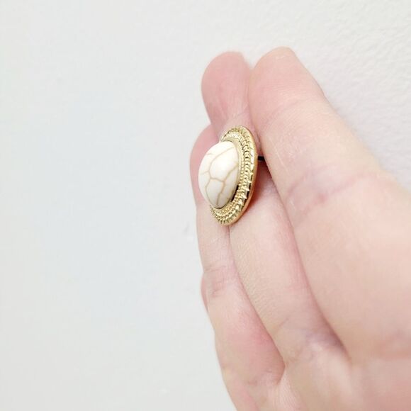 Brand New Saint Helens Gold With White Stone Earrings - Picture 3 of 5